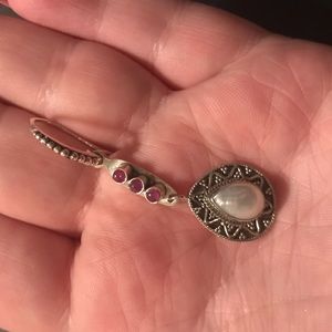 Ruby and pearl Sterling silver earrings